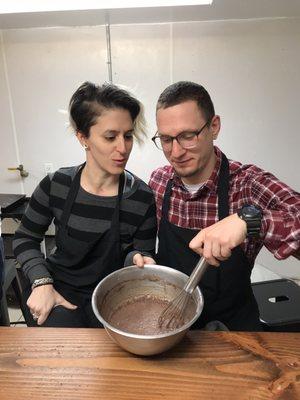 Making of dark chocolate gelato!