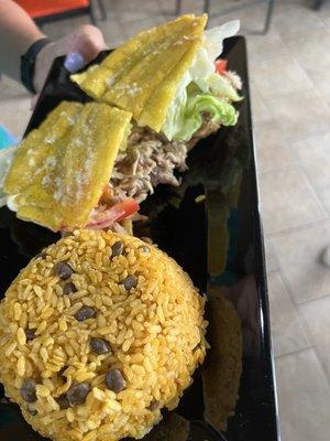 Jibareto with steak ent Puerto Rican rice