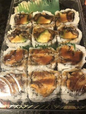 Eel and Avocado Roll + sweet potato roll