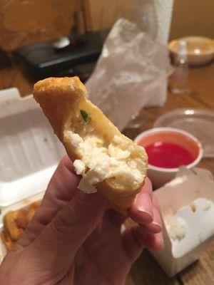 Crab Rangoon was mushy, not crunchy as had no crab.