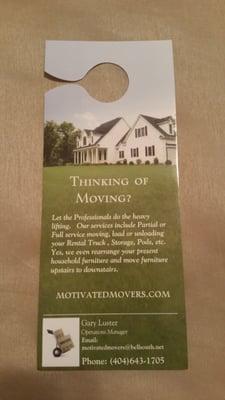 Motivated Movers Door Hangers