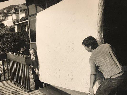 MY GRANDFATHER AND UNCLE DELIVERING MATTRESSS TO LAGUNA BEACH CUSTOMER 1960's