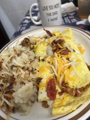 Bacon n cheese omelette