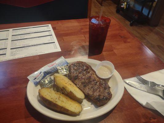 11oz ribeye with baked grilled potato