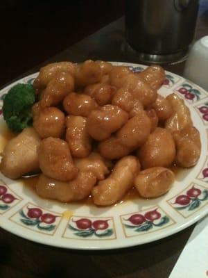 Orange chicken. Delicious! Huge portion.