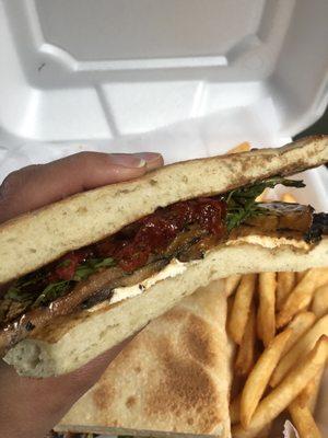 Eggplant Panini  with fries