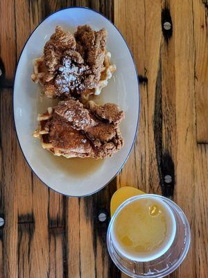 Chicken and waffle and Sam Adams Summer