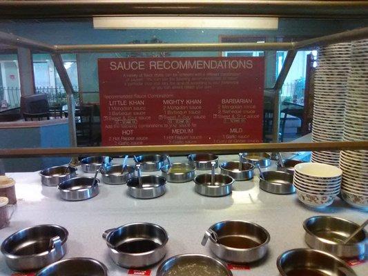 Figuring out what sauces to add is a little daunting for a first timer to this restaurant, but they give suggestions.