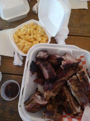 Ribs and mac and cheese