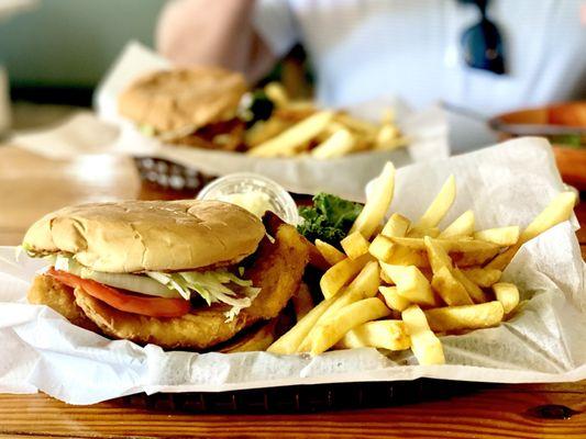 Fried Grouper & Fried Snapper sandwiches with fries & mayo sans the tartar sauce. Both fabulous. Grouper still my #1 fave :)...