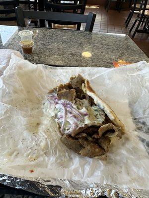 The Gyro was good just the right amount of meat and sauce personally asked for easy onions