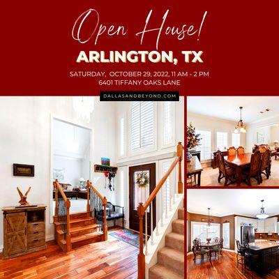 #OpenHouse in Arlington, TX
 Saturday, 10/29
 11 AM - 2 PM