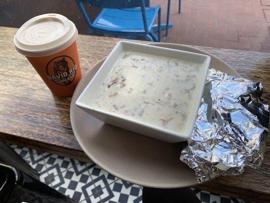 Elephant Vanilla Chai and clam chowder