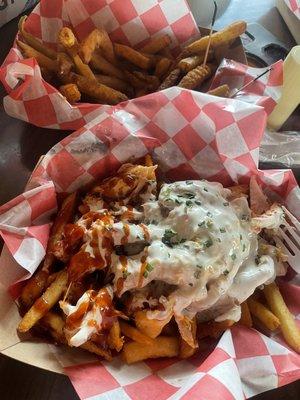 Chicken bacon ranch over fries & pickle fries