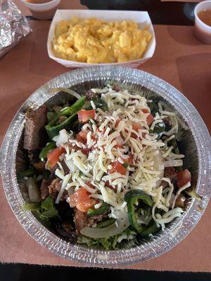 Brisket salad, Mac and cheese