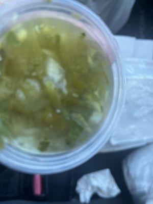 Salsa Verde - more liquid than most version, chunks of tomatillo and white onion - great taste