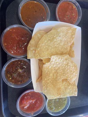 Complimentary Chips and salsas