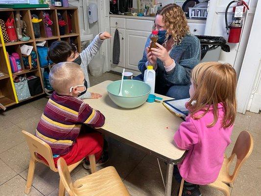 learning to bake bread for our annual Harvest Feast!