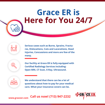 Grace ER has two locations to serve your Emergency Care needs. Call or Visit us - No Long Wait Times