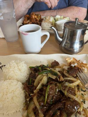 Mongolian Beef and the special combo which had teriyaki , and General Tao's Chicken.