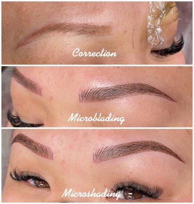 Color correction and microshading eyebrows