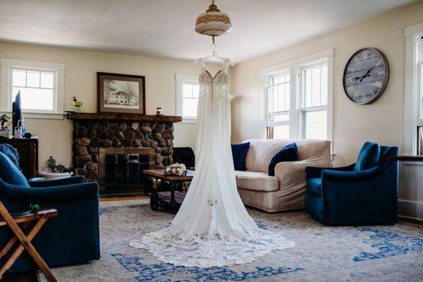 The living room in our Carriage House, and the social center of the bridal suite.