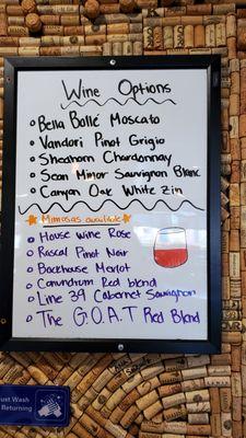 Our current Wine options!