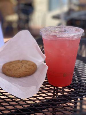 Peanut Butter Cookie Ginger lemonade with a pump of pomegranate