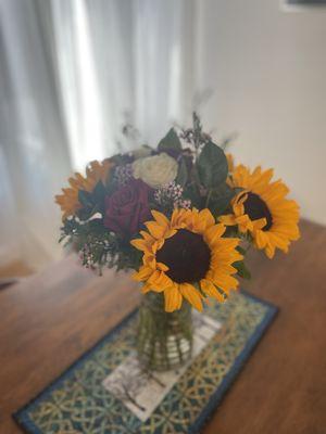 Roses and Sunflowers