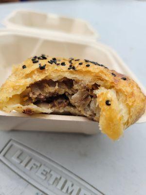 Cheesy beef samsa at Tabassum truck