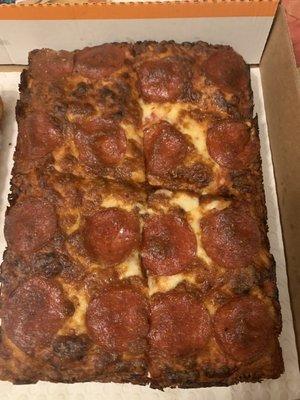 We ordered a deep dish pepperoni pizza only to find out that it had been way over cooked. It was super crunchy, dry, and a waste of money.