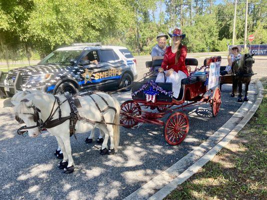 Our little red wagon in the 4th of July parade.