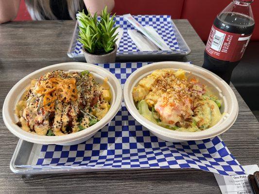 Two poke bowls. Customized.