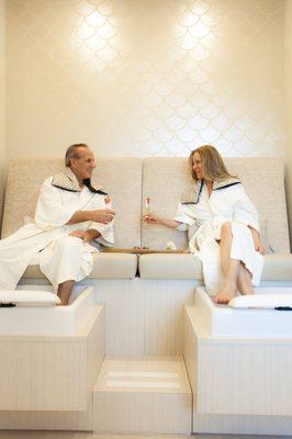 Our Couples Spa day package is a customer favorite- $250 includes Couples Massage & Pedicure, Chocolate Covered Strawberries and Champagne.