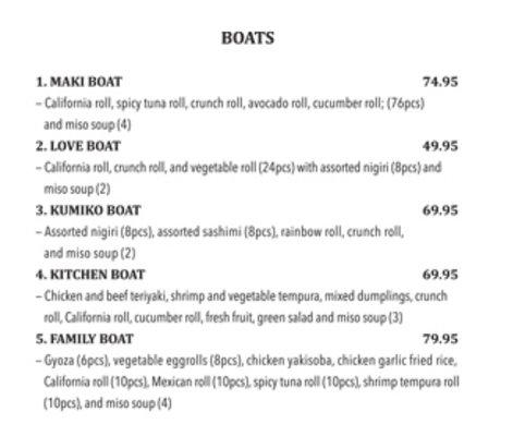 Boats - Menu