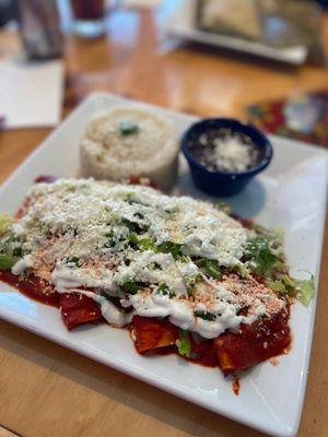 Enchiladas with red sauce