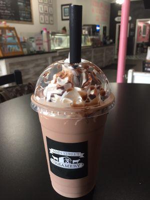 Chocolate malt with whipped cream on it!  Really tasty! Sorry, I was already was sipping away when I took the photo!