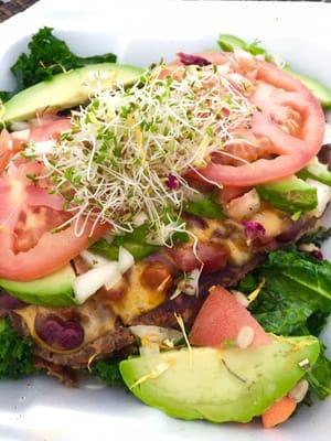 The New Mexican Style Veggie Burger over a Kale Salad! Holy Mouth Full Of Amazingness!!!