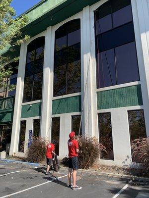 We clean commercial buildings up to 3 stories