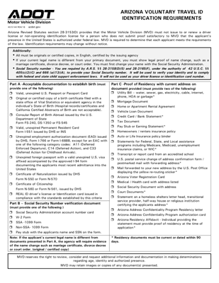 AZ Travel ID required documents to obtain:  http://thirdpartymvs.net/wp-content/uploads/2016/04/AZ-Voluntary-Travel-ID-requirements.pdf