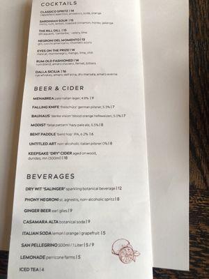 Drink Menu