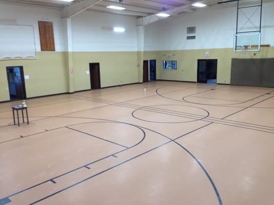 We also do commercial work!  Check out this gym floor recently completed for a church.