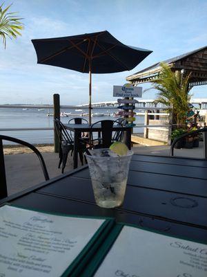 Drinks and views overlooking the bay.