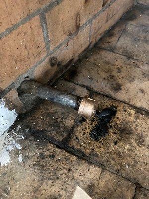 Fireplace gas stub-out after repair