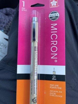 Sakura Pigma MICRON, STYLO 01 Black $3.29 + Tax