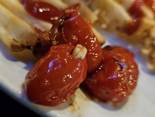 Close-up of the roasted cherry tomatoes.