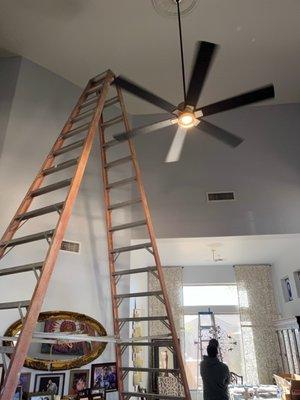 New Ceiling Fan Install 18' Ladder