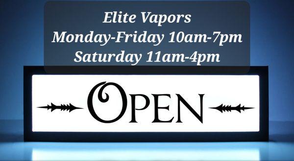 Elite Vapors Hours 2023