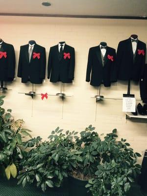 A few of the 400 tuxedos and suits in stock