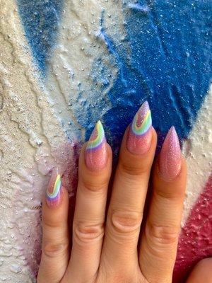 Kawaii pastel rainbow Nails by CeCe!